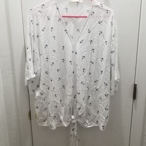 Hailey Lyn Anchor Shirt Front tie Short Sleeve